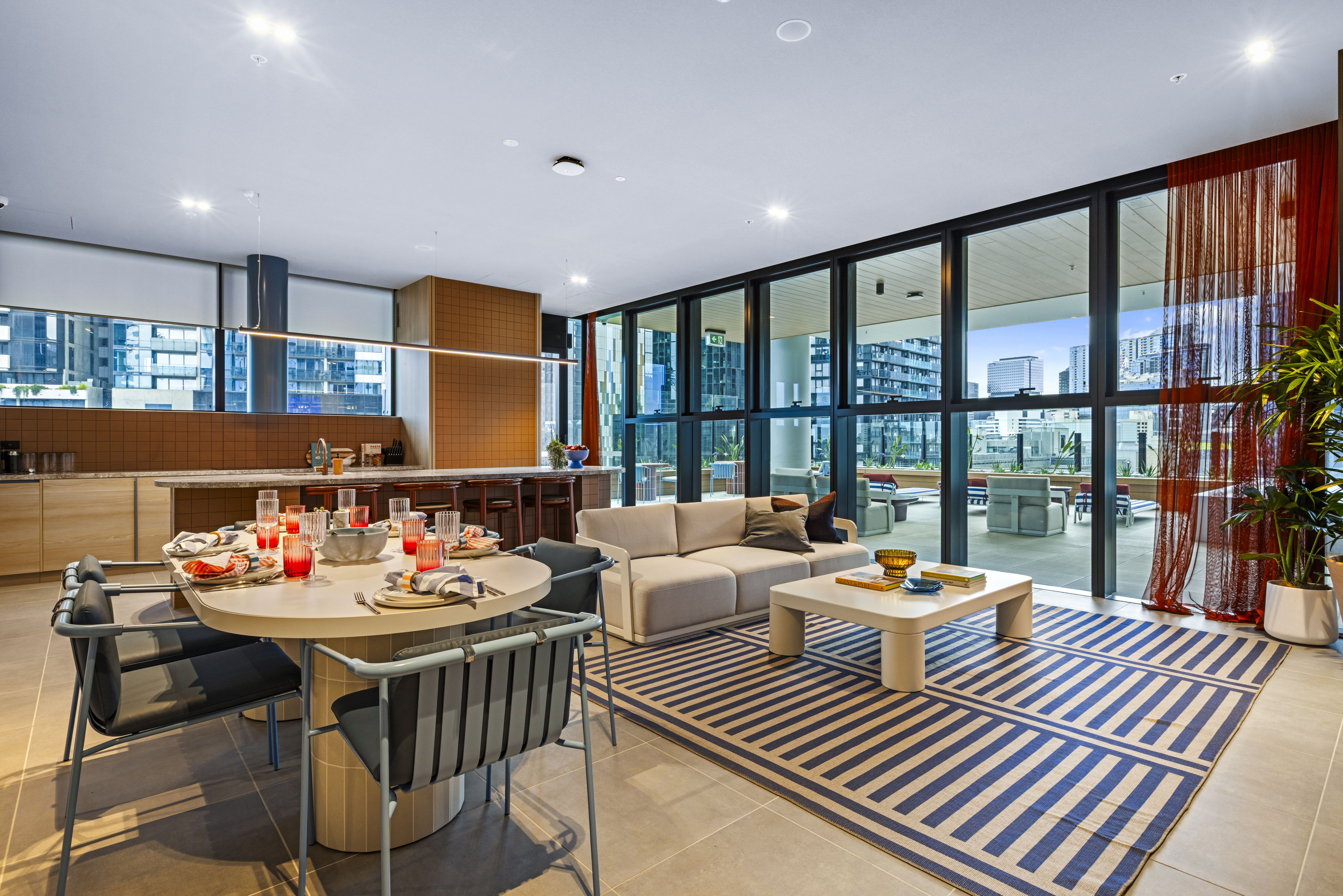 No.1 Queens Bridge rooftop amenity with city views